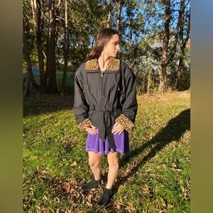 1980s faux fur black vintage coat by Cache